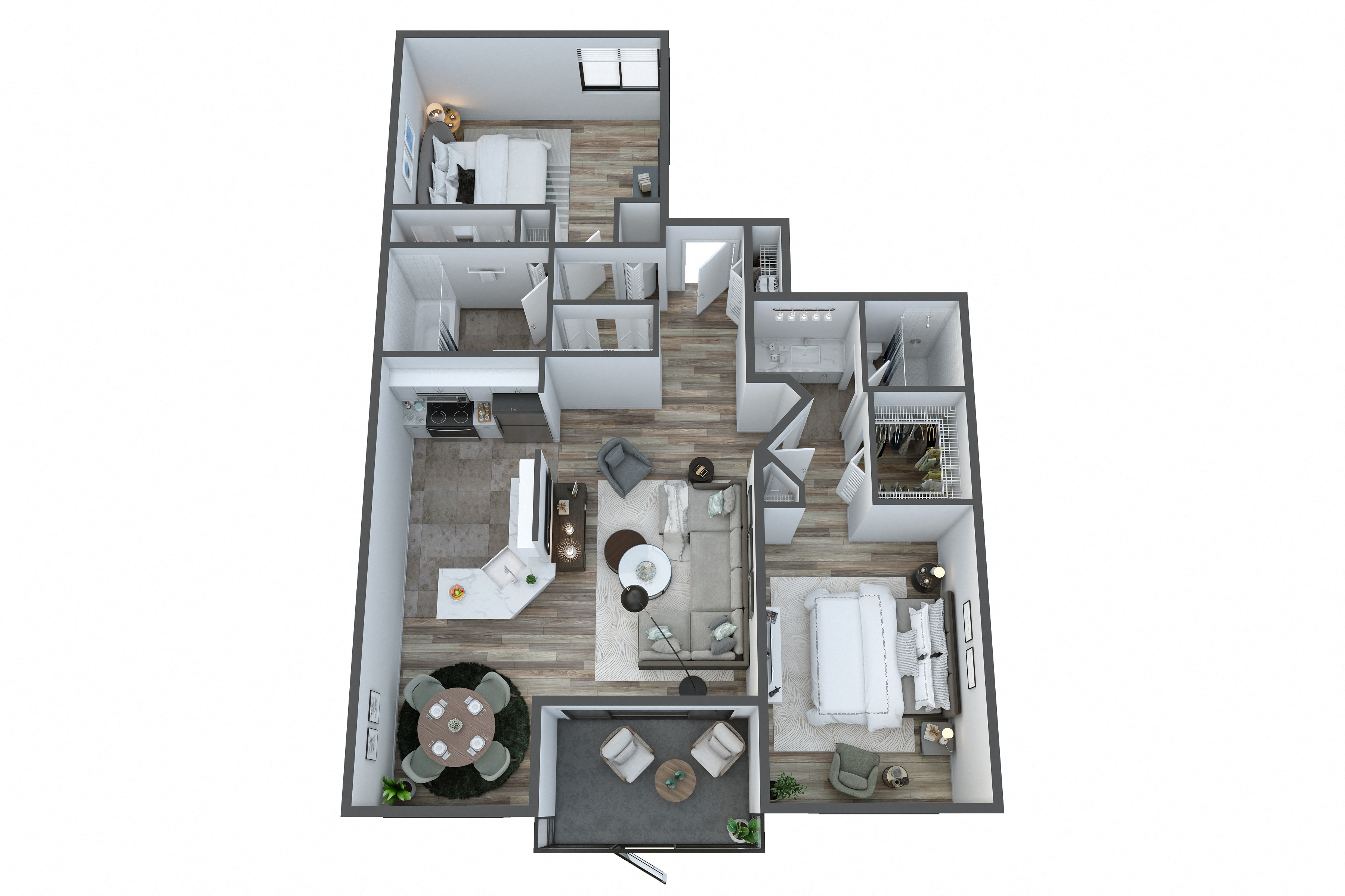 Floor plan for 2 beds, 2 baths, 1200 sqft